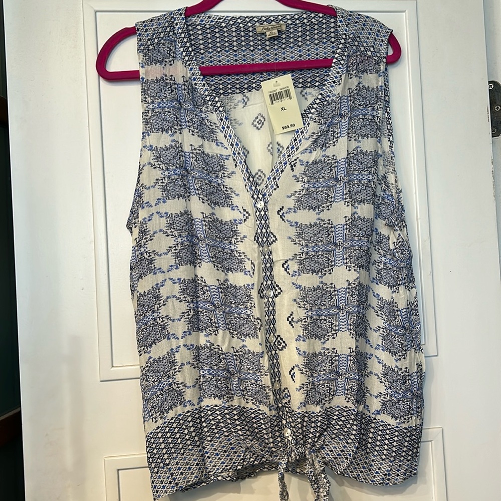 Lucky Brand Sleeveless Button Down Top-Sz XL-NWT